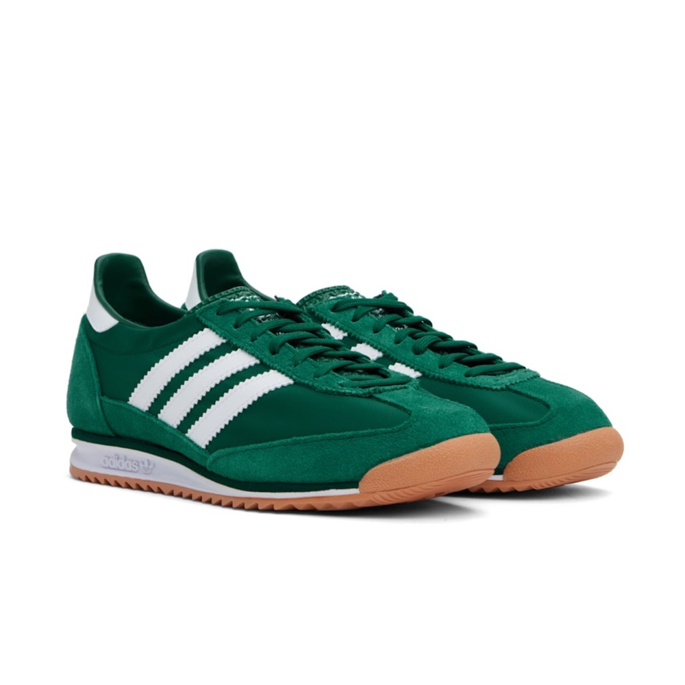Adidas Women’s Green Retro Runner Sneakers with White Stripes